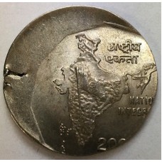 INDIA . UNDATED . TWO 2 RUPEES COIN . ERROR . 30% MIS-STRIKE